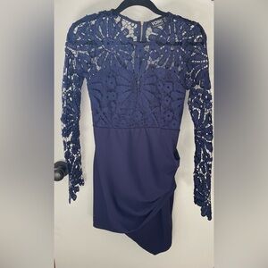 Elegant Navy Lace Dress